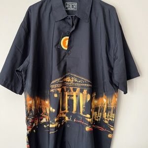 Fiend Mens Black and Gold Button Down